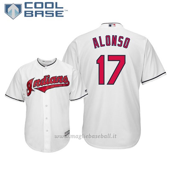 Maglia Baseball Uomo Indians Yonder Alonso Cool Base Majestic 1ªBianco